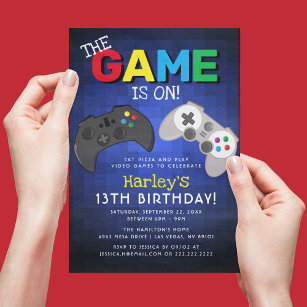 The Game Is On!   Video Game Birthday Invitation