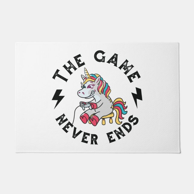 The Game never ends for Unicorns Doormat (Front)