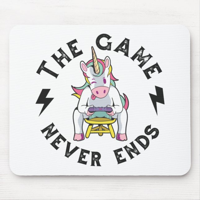 The Game never ends for Unicorns Mouse Mat (Front)