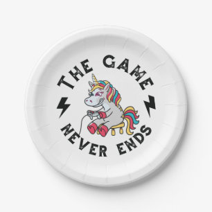 The Game never ends for Unicorns Paper Plate