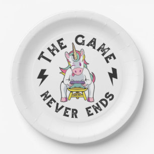 The Game never ends for Unicorns Paper Plate