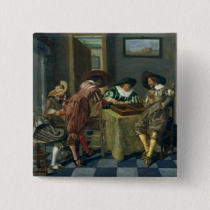 The Game of Backgammon 15 Cm Square Badge