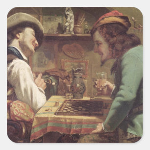 The Game of Draughts, 1844 Square Sticker