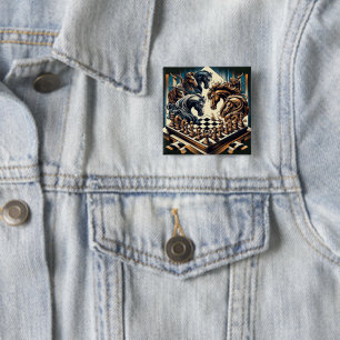 The game of knights – chess meets fantasy 15 cm square badge