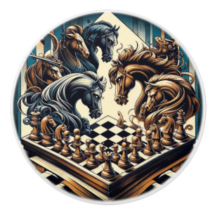 The game of knights – chess meets fantasy ceramic knob