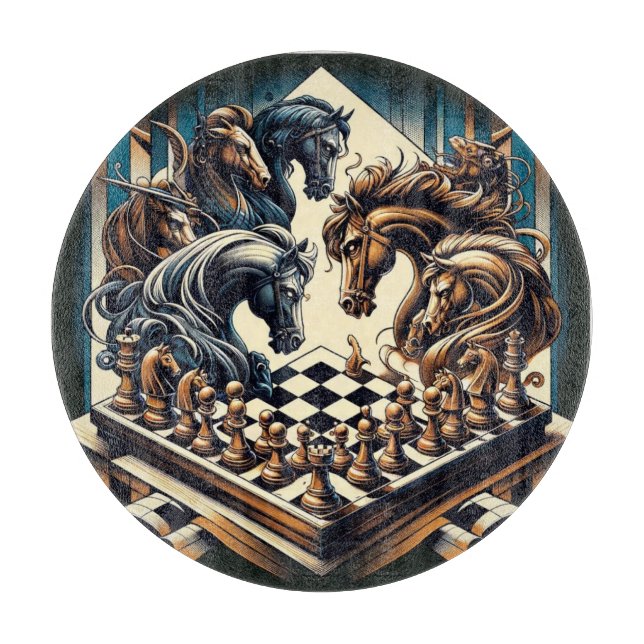 The game of knights – chess meets fantasy cutting board (Front)