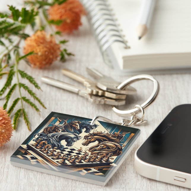 The game of knights – chess meets fantasy key ring (Front Right)