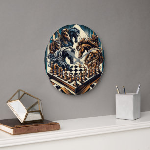 The game of knights – chess meets fantasy large clock