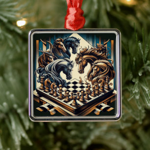 The game of knights – chess meets fantasy metal tree decoration
