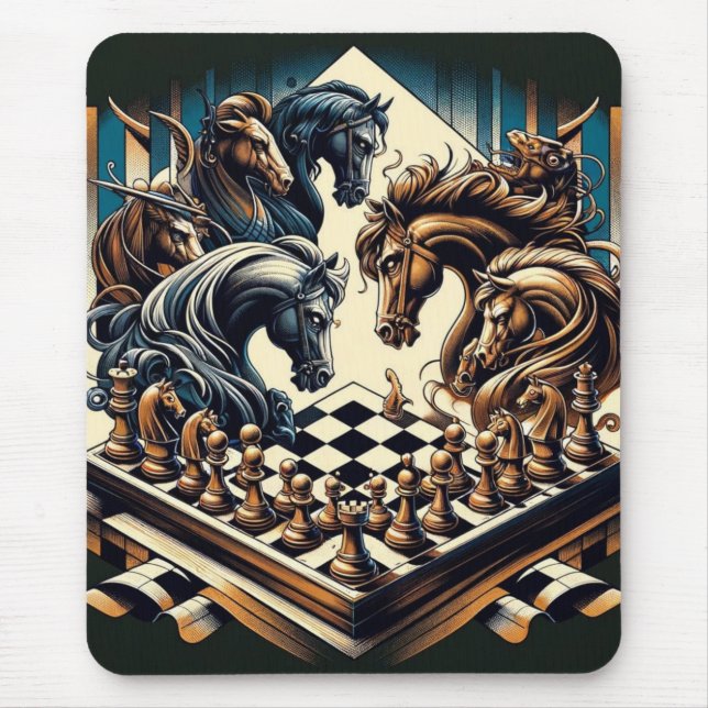 The game of knights – chess meets fantasy mouse mat (Front)