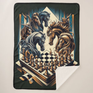The game of knights – chess meets fantasy sherpa blanket