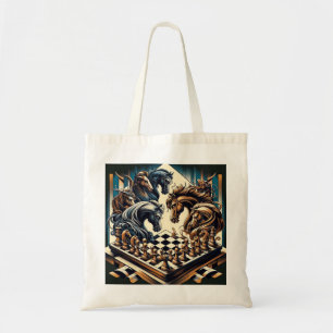 The game of knights – chess meets fantasy tote bag