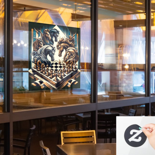 The game of knights – chess meets fantasy window cling (Restaurant Window)