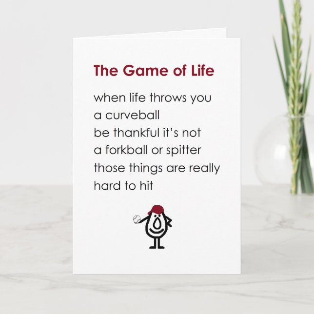 The Game of Life A Funny Thinking of You Poem Thank You Card (Front)