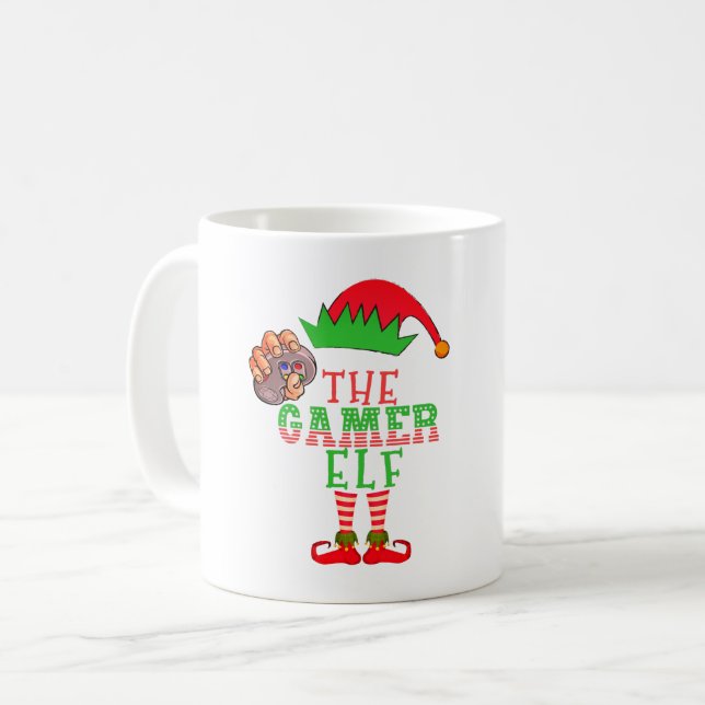 The Gamer Elf Christmas Family Matching Pajama Coffee Mug (Front Left)