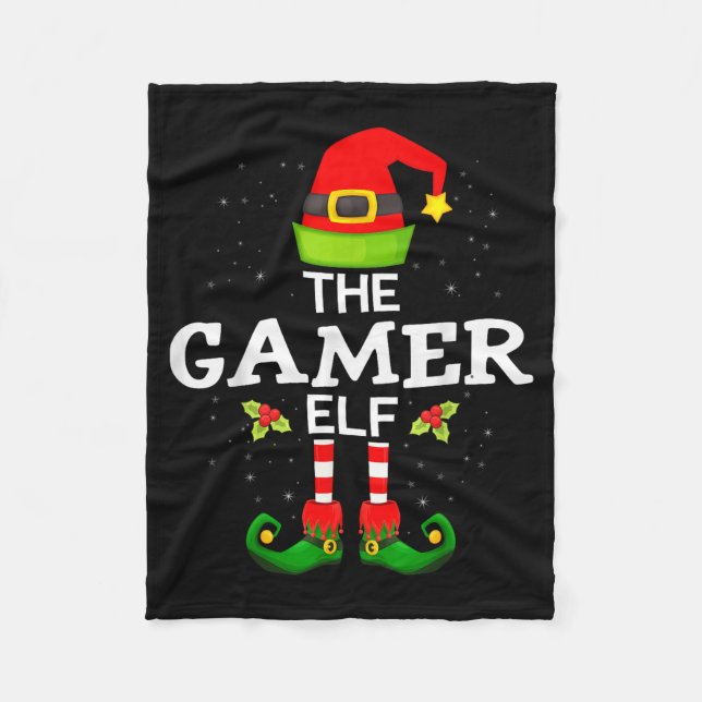 The Gamer Elf Christmas Family Matching Pajama  Fleece Blanket (Front)