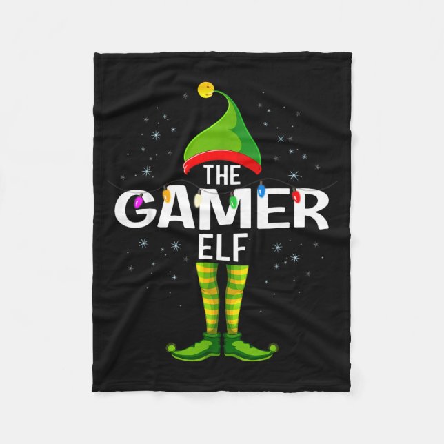 The Gamer Elf Christmas Group Family Pajama  Fleece Blanket (Front)