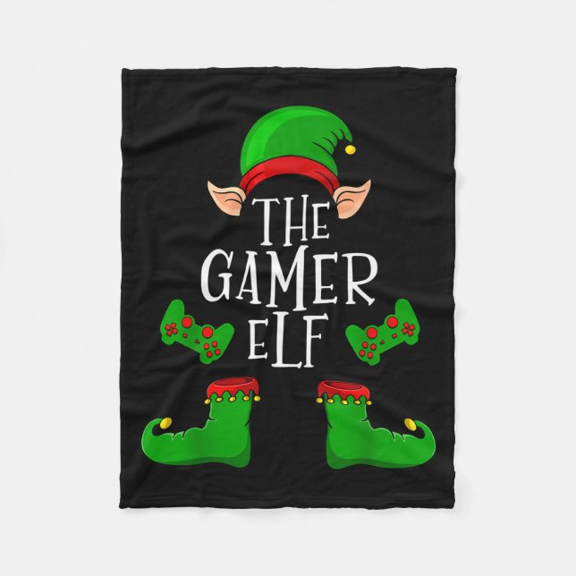 The Gamer Elf Christmas Matching  Fleece Blanket (Front)