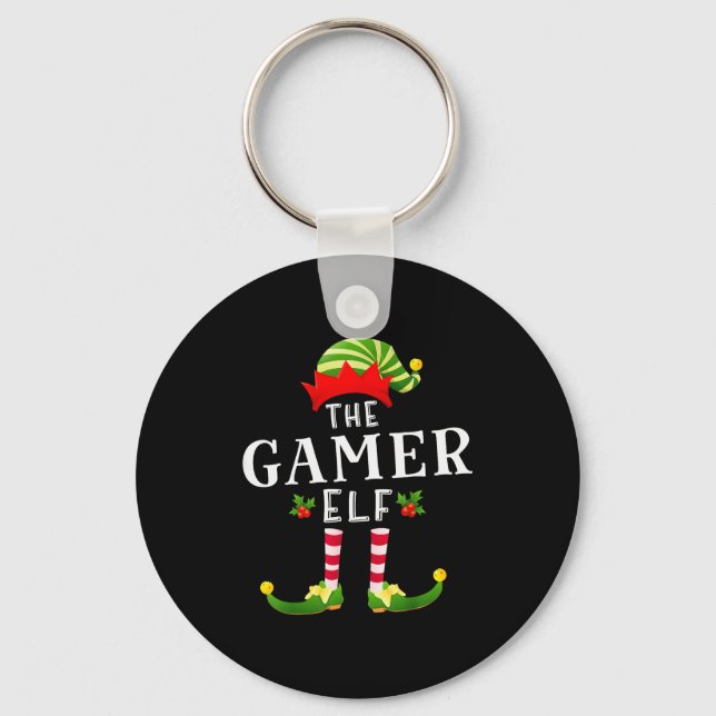 The Gamer Elf Christmas Matching Pajama  Key Ring (Front)