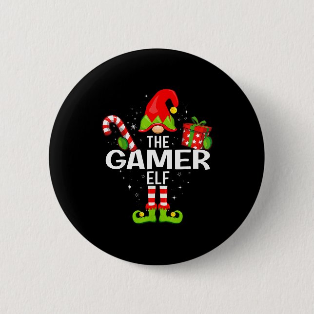 The Gamer Elf Family Christmas Pajama Xmas  6 Cm Round Badge (Front)