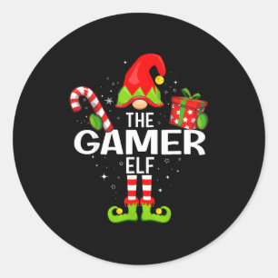 The Gamer Elf Family Christmas Pajama Xmas  Classic Round Sticker