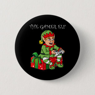 The Gamer Elf Fun Christmas Boys Kids Teens Gaming 6 Cm Round Badge