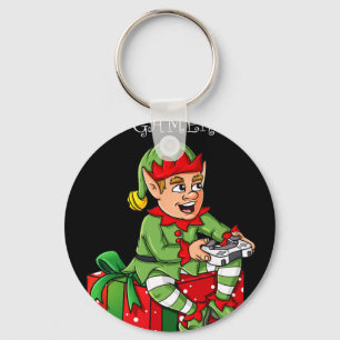 The Gamer Elf Fun Christmas Boys Kids Teens Gaming Key Ring