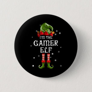 The Gamer Elf Fun Christmas Matching Family 6 Cm Round Badge