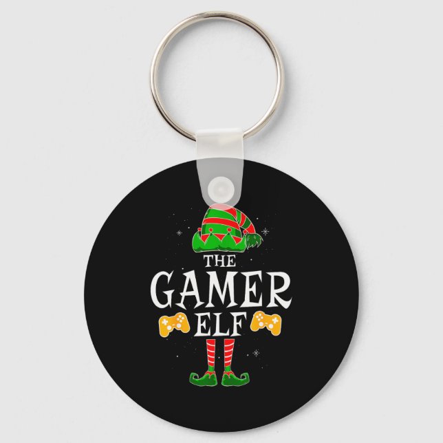 The Gamer Elf Group Matching Family Christmas Holi Key Ring (Front)