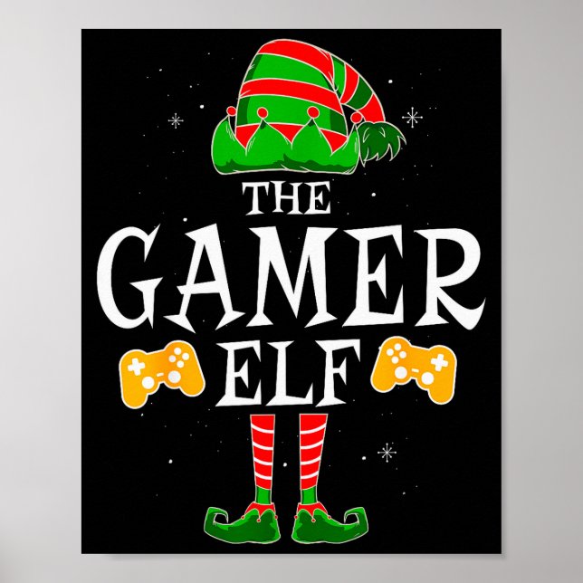 The Gamer Elf Group Matching Family Christmas Holi Poster (Front)