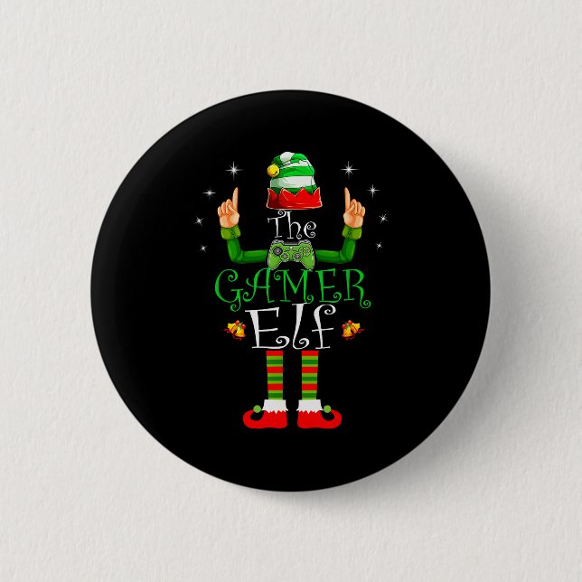 The Gamer Elf Matching Family Christmas Pajama Shi 6 Cm Round Badge (Front)