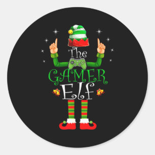 The Gamer Elf Matching Family Christmas Pajama Shi Classic Round Sticker