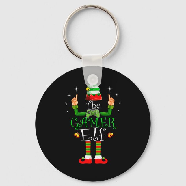 The Gamer Elf Matching Family Christmas Pajama Shi Key Ring (Front)