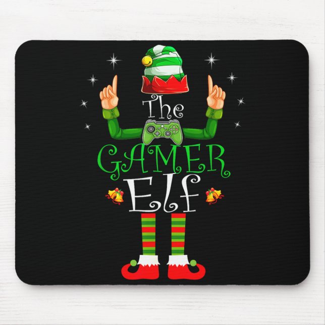 The Gamer Elf Matching Family Christmas Pajama Shi Mouse Mat (Front)
