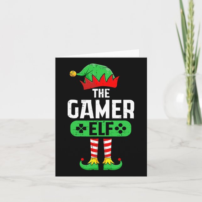 The Gamer Elf Xmas Matching Christmas Family Pajam Card (Front)