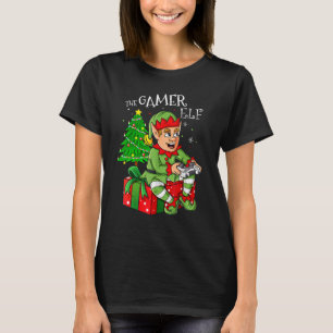 The Gamer Elf  Xmas Tree Ugly Christmas T-Shirt