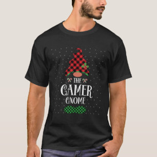 The Gamer gnome Christmas red green plaid pattern T-Shirt