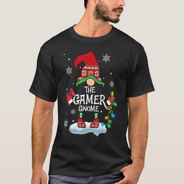 The Gamer Gnome  Xmas Merry Christmas 2 T-Shirt (Front)