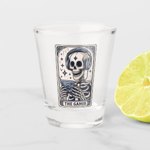 The Gamer Skeleton Tarot Card Shot Glass