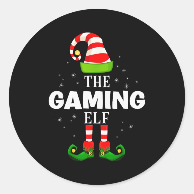 The Gaming Elf Christmas Pjs Matching Pajama  Classic Round Sticker (Front)