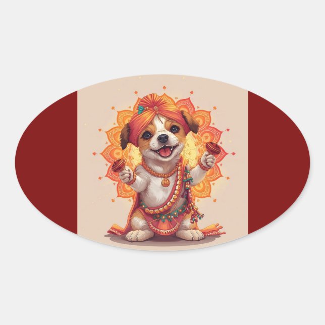 The Garba Guardian Oval Sticker (Front)