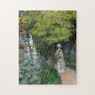 The Garden, Hollyhocks Monet Fine Art Jigsaw Puzzle