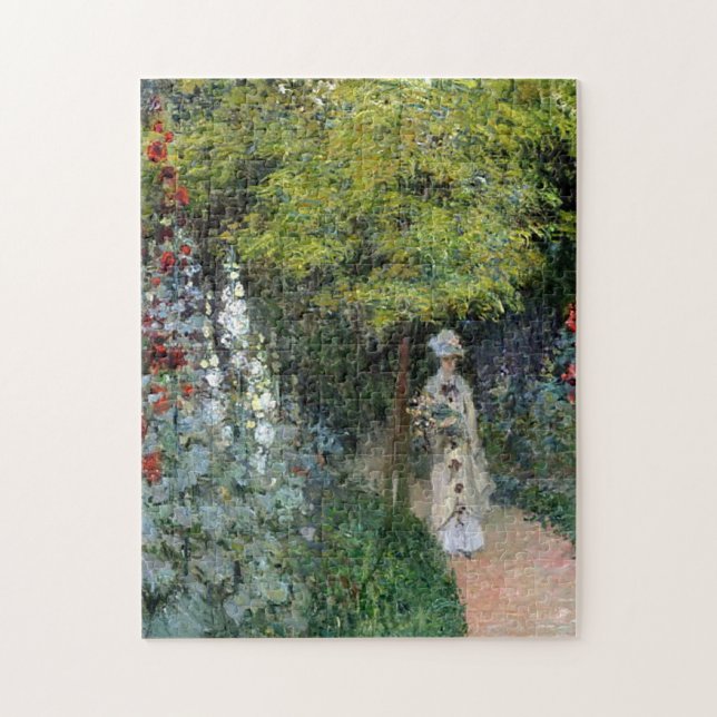 The Garden, Hollyhocks Monet Fine Art Jigsaw Puzzle (Vertical)