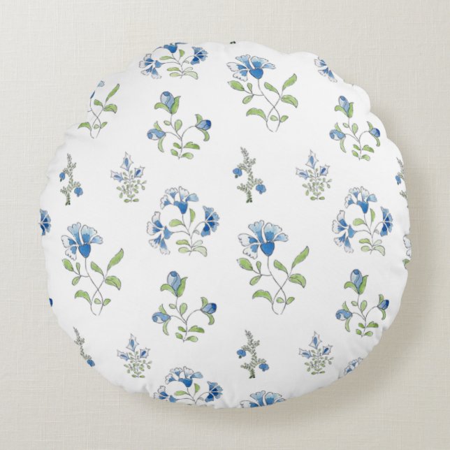 The garden in blues round cushion (Front)