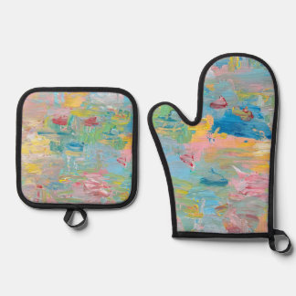 The Garden of Delight clock  Oven Mitt & Pot Holder Set