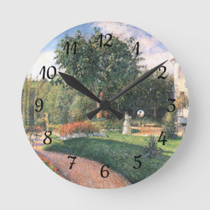 The Garden of Les Mathurins Camille Pissarro Round Clock