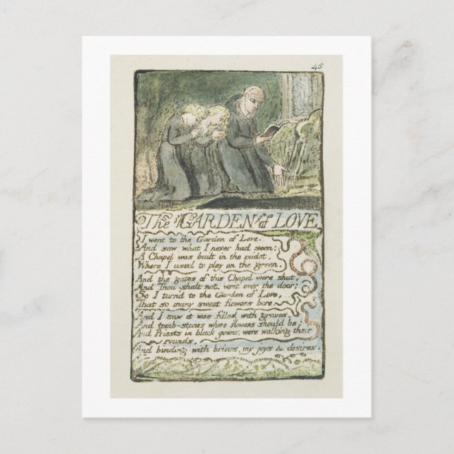 'The Garden of Love', plate 45 (Bentley 44) from ' Postcard (Front)