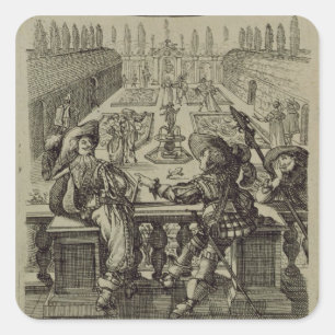 The garden of the French nobility, c.1640 (engravi Square Sticker