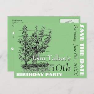 The gardener 50th birthday Party Save the Date Announcement Postcard