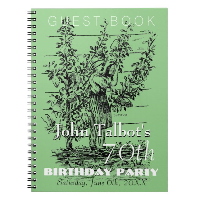 The gardener 70th birthday Party GuestBook Notebook (Front)